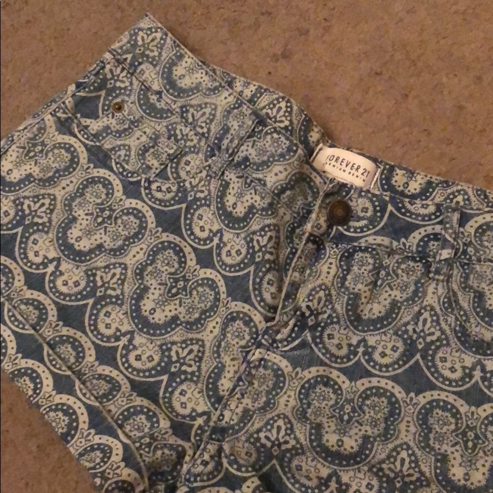 Forever 21 Paisley Jean Shorts